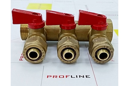 Коллектор для м/п труб 3/4x3/4x16x3 вых с кранами PROFLINE УТ-00036225