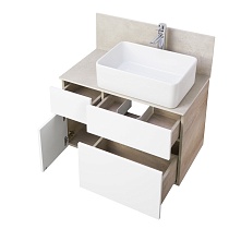 Мебель для ванной Акватон Мишель 80 см, керамогранит, раковина Mila, дуб эндгрейн, белый