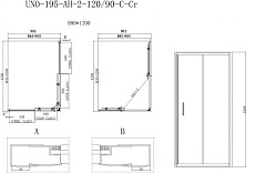 Душевой уголок BelBagno UNO-195-AH-2-120/90-C-Cr 120x90 прозрачный, хром