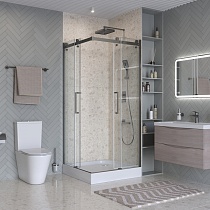 Душевой уголок BelBagno MARINO-2-A-2-90-C-GM 90x90 прозрачный, оружейная сталь