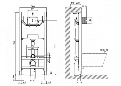 Инсталляция для унитаза BelBagno BB001-120/BB005-PR-CHROME с кнопкой, хром