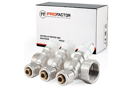Коллектор с регулировочными вентилями PROFACTOR в/н 1"х3 вых 16 цанга PF MVP 269.3C