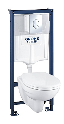 Подвесной унитаз Grohe Solido 39192000 комплект 4в1, хром