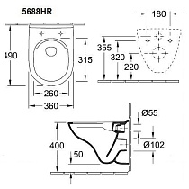 Подвесной унитаз Villeroy&Boch O.Novo 5688HR01 безободковый, с микролифтом