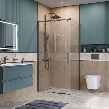 Душевой уголок BelBagno SOFT_CLOSE-1-AH-1-100/90-C-GM 100x90 прозрачный, оружейная сталь Душевой уголок BelBagno SOFT_CLOSE-1-AH-1-100/90-C-GM 100x90 прозрачный, оружейная сталь