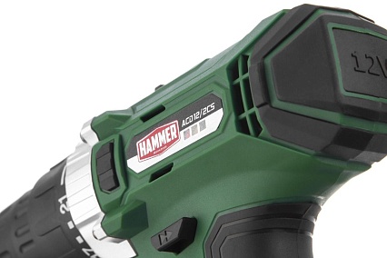 Аккумуляторная дрель-шуруповерт Hammer Flex 12 В, 2x1.5 Ач, Li-ION, 10 мм, 0-350/0-1400 об/мин, 26 Нм, в кейсе ACD12/2CS
