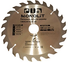 Пильный диск по дереву Monolit 190x30-20 мм, 24Т 1203
