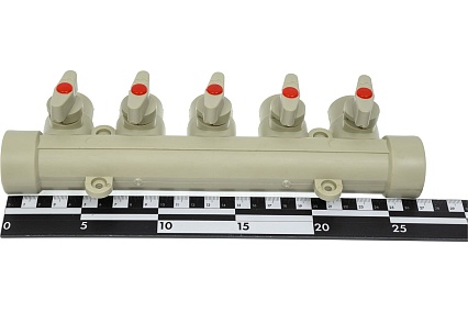 Коллектор с шаровыми кранами Lammin ppr вр 32x1/2x5 7/1 серый Lm31082515032G