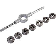 Набор плашек Wiederkraft М3 - 12, 8 предметов, метрическая резьба WDK-DS0312