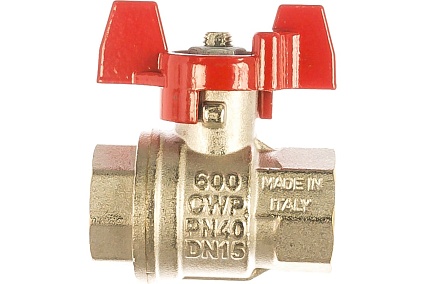 Шаровой кран RUB 1/2" DN15 PN40, ВР-ВР, серия MILANO (S.90), бабочка S90D16