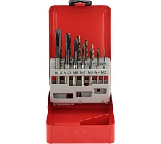 Набор машинных метчиков H-Tools M3-M12 HSSE-TiALN DIN371/376 + сверла 14пр 245051FHT
