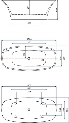 Акриловая ванна Aquanet Family Smart 170x78 см, 88778-MW белый матовый
