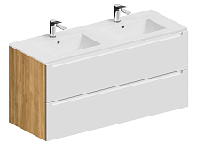 Тумба с раковиной ЗОВ Дион 120 см белый матовый/дуб