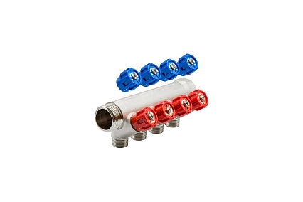 Коллектор VRT 1"x1/2", с регулировочными вентилями, 4 выхода 524075