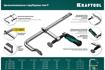 Цельнокованая струбцина Kraftool Forge FF-160/80 32014-080-160
