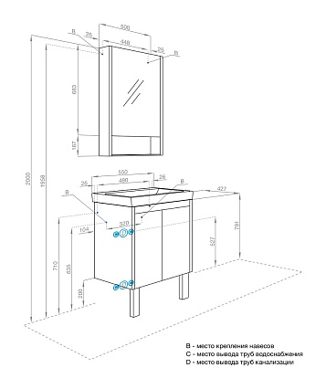 Мебель для ванной Акватон Сканди Doors 55 см дуб рустикальный