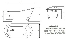 Чугунная ванна Sharking SW-1007A 170x76