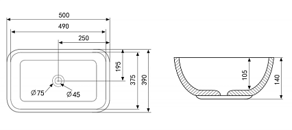 Раковина Abber Rechteck AC2202MB 50 см матовый черный