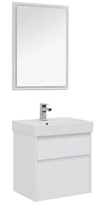 Мебель для ванной Aquanet Nova Lite 60 см, 2 ящика, белый глянец