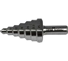 Сверло ступенчатое по металлу 6-25 мм, HSS с рабочей частью из металла, 7 ступеней Промлайн ПЛ080607_z024