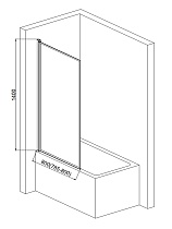 Шторка для ванны AQUAme AQM2859-L 80x140 левая, прозрачное стекло, черный