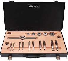 Набор метчиков и плашек VOLKEL UNF 1/4-1/2 HSS-G 23 предмета V48060