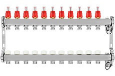 Коллекторная группа из нержавеющей стали ColSys 802 11 выходов, с расходомерами, термостатическими и дренажными клапанами и воздухоотводчиками 180222511