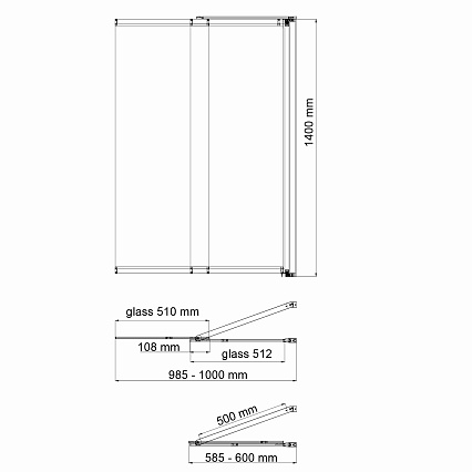 Шторка для ванны WasserKRAFT Main 41S02-100R 100x140 см матовое стекло WasserSchutz, с фиксатором, R