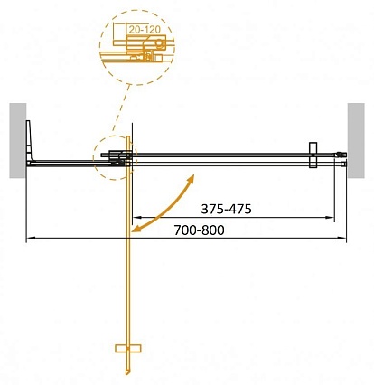 Душевая дверь Cezares SLIDER-B-1-70/80-GRIGIO-NERO 70x195, серая, черный