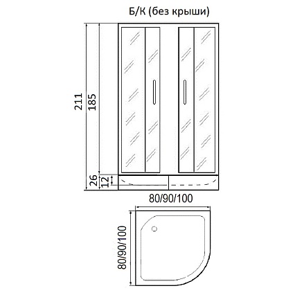 Душевой уголок River Don XL 90/24 MT 90x90 хром, матовое без поддона