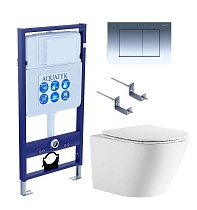 Подвесной унитаз SET Aquatek Либерти-010 4в1, кнопка хром