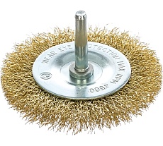 Щетка проволочная дисковая (75 мм; хвостовик 6 мм; сталь латунированная волнистая) Verto 62H320
