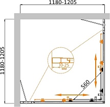 Душевой уголок Cezares MOLVENO-A-22-100+20-C-Cr-IV 120x120 прозрачный, квадратный