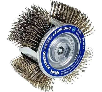 Кордщетка плоская AGGRESSO 110 мм, жесткая, 3 предмета для дрели KWB 602600