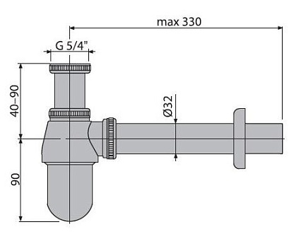 Сифон для раковины Alcaplast A431 выпуск 32