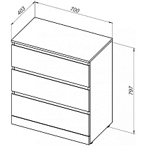 Комод Aquanet Сканди 70 см 3 ящика, дуб крафт 00302550