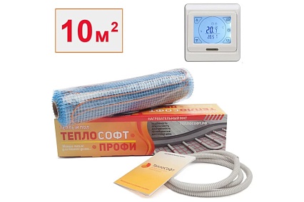 Нагревательный мат ТеплоСофт Профи 10м.кв. 1500Вт с сенсорным терморегулятором 101500/4