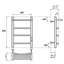 Полотенцесушитель электрический Point Афина PN04846P П3 40x60 диммер справа, хром