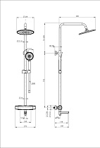 Душевая стойка Wonzon&Woghand Neo WW-B3035-A3-BG термостат, брашированное золото