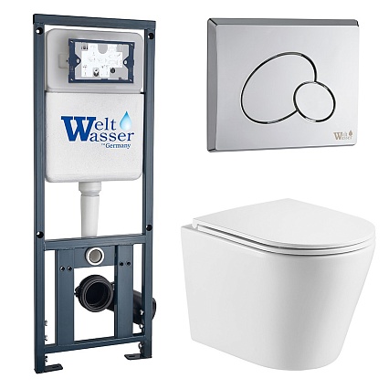 Комплект Weltwasser 10000011508 унитаз Salzbach 043 GL-WT + инсталляция Marberg 410 + кнопка Mar 410 RD
