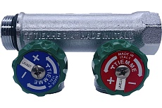 Коллектор Tiemme 2 отвода, регулируемый 3/4&quot;х3/4(18) евроконус Maxima Corner (никель) 1850007 / 1871K