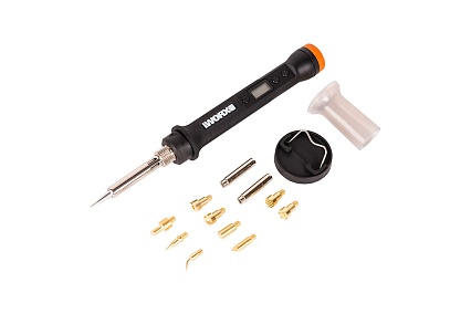 Гравировальная машинка Worx WX739.9 + Выжигатель WORX WX744.9, 20 В, 2 Ач, адаптер, ЗУ, кейс WX988