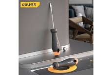 Шлицевая отвёртка Deli &quot;Home Series Gray&quot; HT1106C 6x150мм (Cr-V, Soft Touch рукоятка, эксклюзивный дизайн, подарочная упаковка) 130298