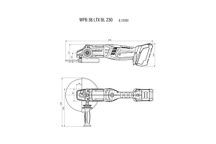 Аккумуляторная угловая шлифмашина Metabo WPB 36 LTX BL 230 613101660
