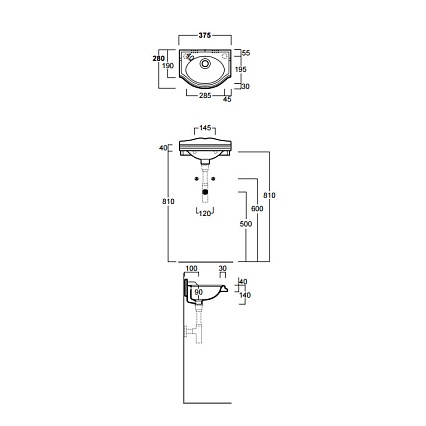 Раковина Simas Arcade AR035bi*1sx 37 см