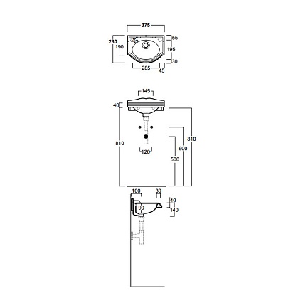 Раковина Simas Arcade AR035bi*1sx 37 см