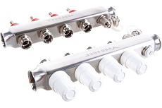 Коллекторный блок с расходомерами PRO AQUA 4 выхода, 280 мм, 1 x 3/4 V500MB.04b