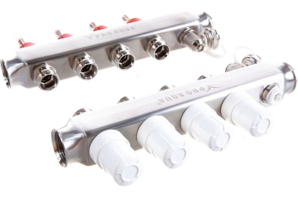 Коллекторный блок с расходомерами PRO AQUA 4 выхода, 280 мм, 1 x 3/4 V500MB.04b