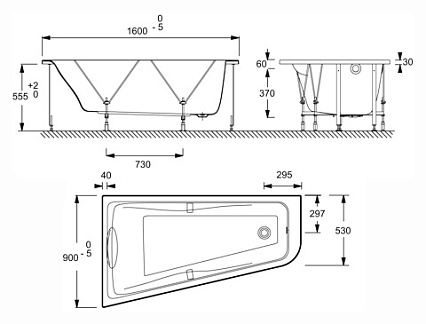 Акриловая ванна Jacob Delafon Odeon Up 160x90 L E6065RU-00