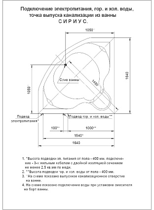 Акриловая ванна Aquatek Сириус 164х164 см